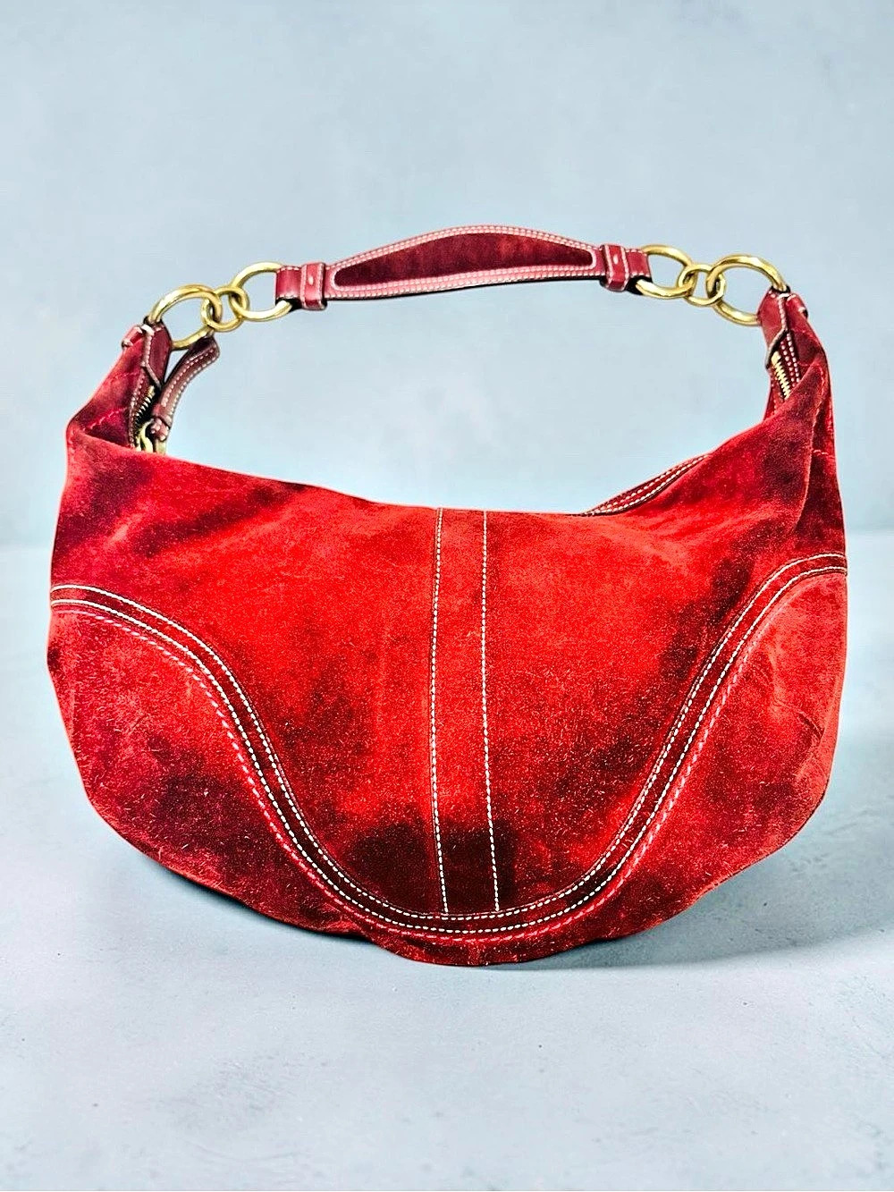 Y2K Coach Soho Suede Hobo Red Shoulder Bag